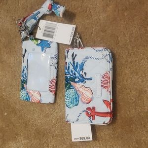 Vera Bradley wallet and pouch with lanyard